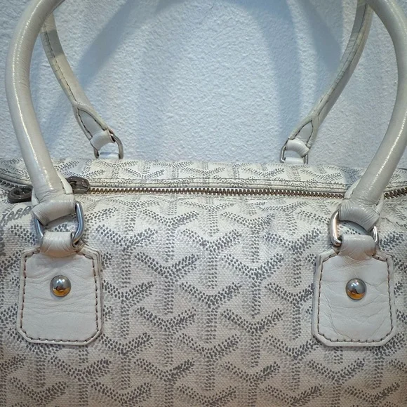 Authentic Authentic Goyard White Leather Goyardine Croisière Boston Duffle Bag - Picture 4 of 16